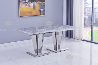 The Arturo Grey Marble Dining set with 4/6 Knocker Back Dining Chairs (180CM)