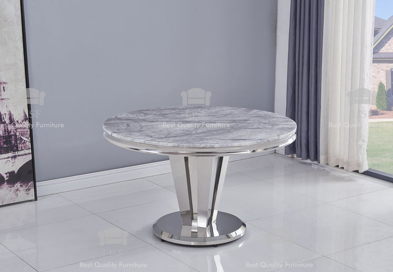 The Arturo Rounded Marble Dining Tables (130CM) in [ Grey, Black or Cream] - Tables Only