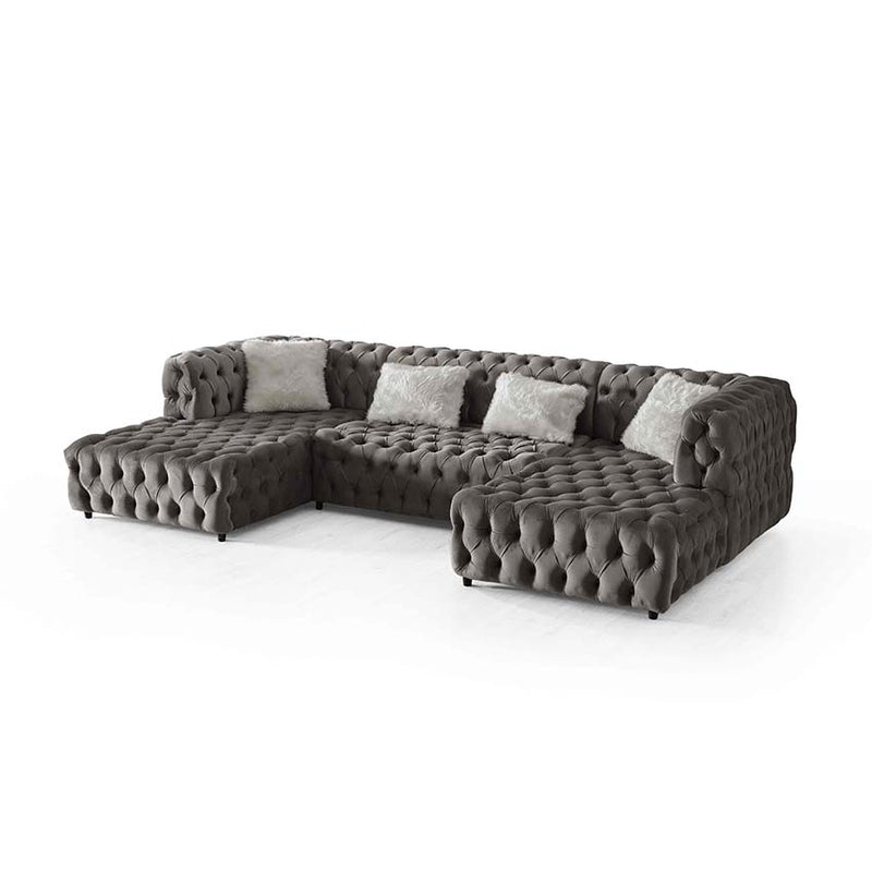 The U-Shaped Rocky Chesterfield Grey Corner Sofa