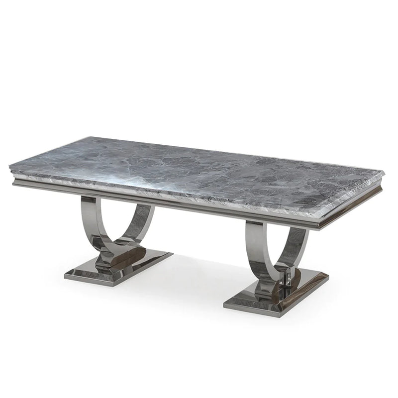 The Arianna Coffee Tables (130cm) - In Grey Marble Top