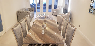 The Ginevra Dining Tables (150cm) in Grey Top + 4 or 6 Chairs