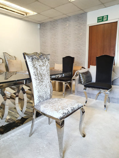 The Ginevra Dining Tables (150cm) in Grey Top + 4 or 6 Chairs