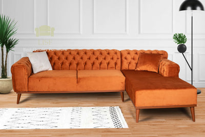 luxury hot cinnamon velvet corner sofa