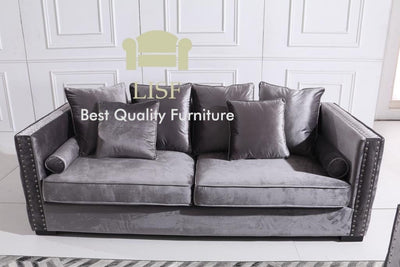 Moscow Sofas in Dark Grey Velvet 3 Seater