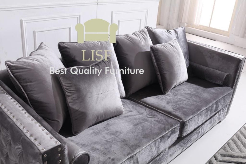 Moscow Sofas Sets in Luxury Dark Grey Velvet
