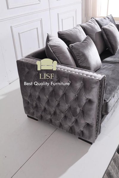 Moscow Sofas Sets in Luxury Dark Grey Velvet