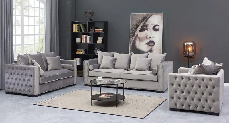 Moscow Sofas Sets in Luxury Grey Silver Velvet