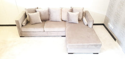 Moscow Corner Settee Suite Sofa in Luxury Mink Velvet