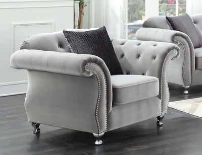 The New Chesterfield Sofas Sets in Luxury Grey Velvet