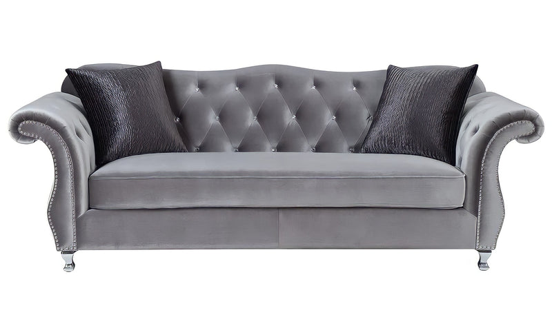 The New Chesterfield Sofas Sets in Luxury Grey Velvet