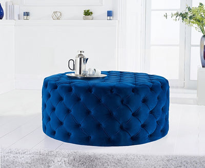 Navy Blue Chesterfield Footstool [Rounded]