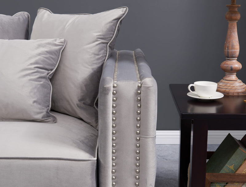 Moscow 2 Seater Sofa in Luxury Grey Silver Velvet