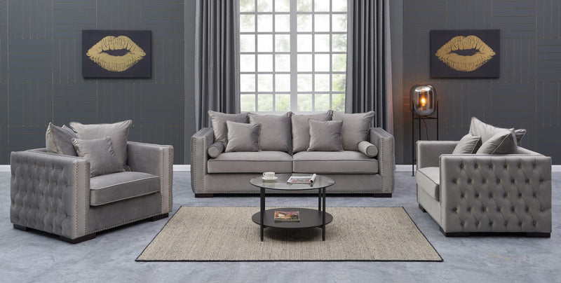 Moscow Sofas Sets in Luxury Grey Silver Velvet