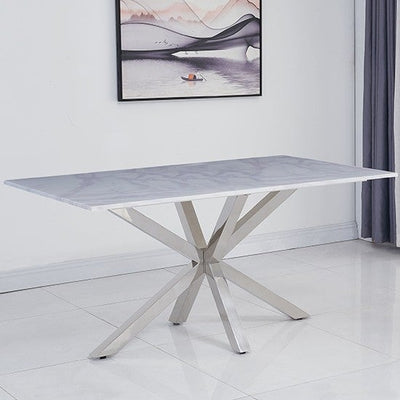 The Riviera Marble Dining Table Sets (160cm) - In White Marble Top