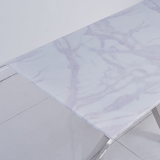 The Riviera Dining Tables (160cm) - In White Marble Top