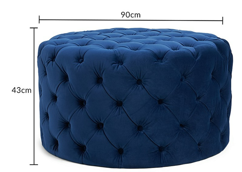 Navy Blue Chesterfield Footstool [Rounded]