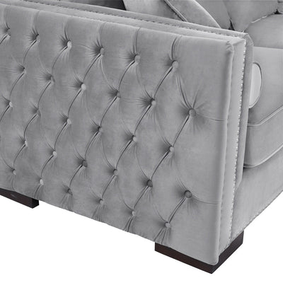 Moscow Grey-Silver Luxury Velvet Corner Settee Suite Sofa