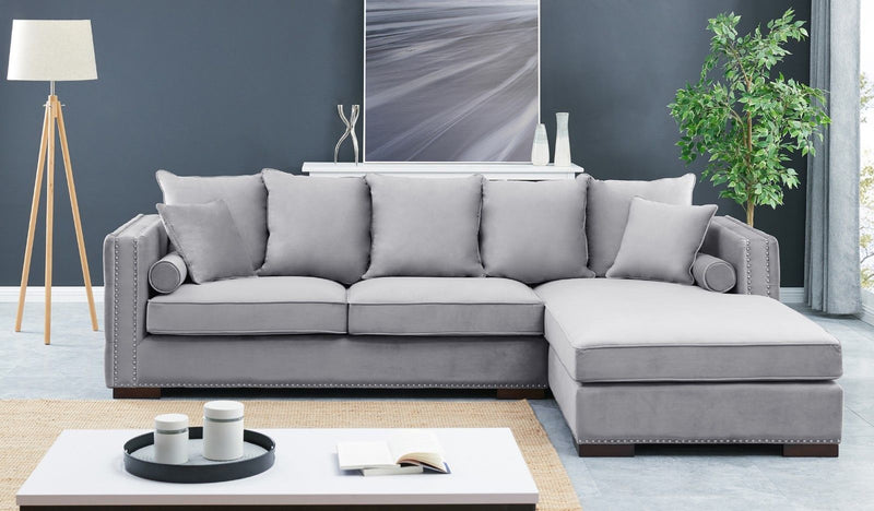 Moscow Grey-Silver Luxury Velvet Corner Settee Suite Sofa