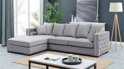Moscow Grey-Silver Luxury Velvet Corner Settee Suite Sofa