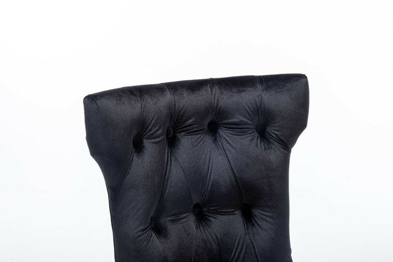 Dining Chairs in Luxury Black Velvet Knocker Back - (Door Bell)