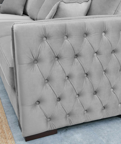 Moscow Grey-Silver Luxury Velvet Corner Settee Suite Sofa