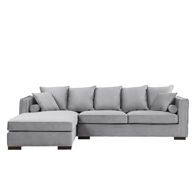 Moscow Grey-Silver Luxury Velvet Corner Settee Suite Sofa