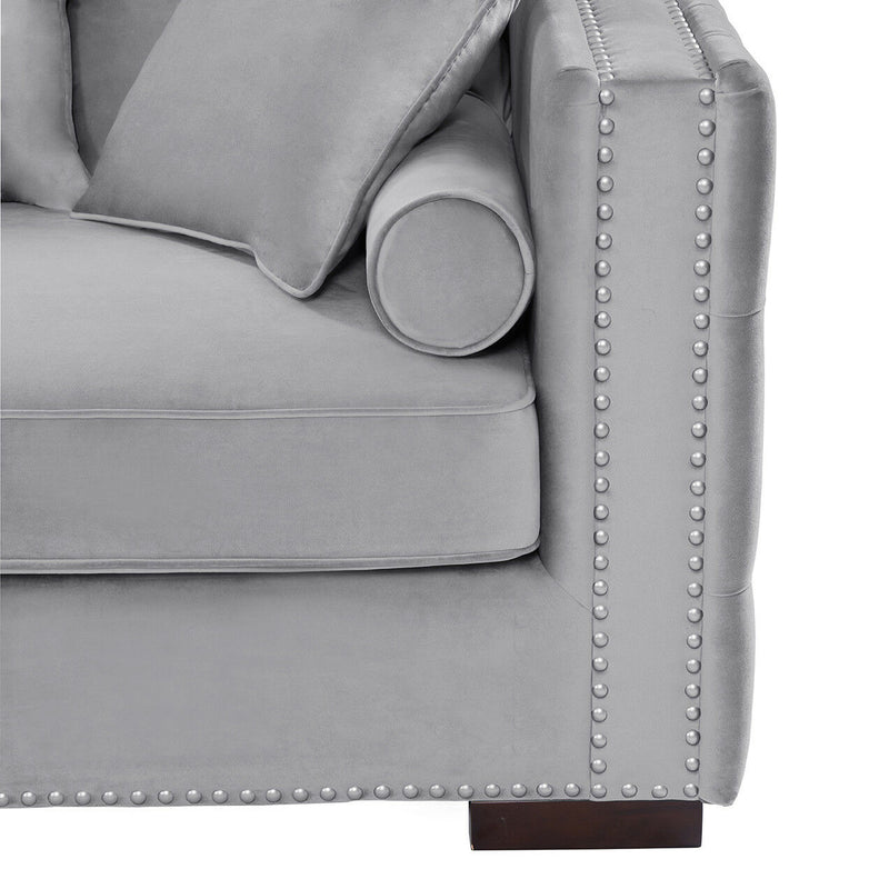 Moscow Grey-Silver Luxury Velvet Corner Settee Suite Sofa