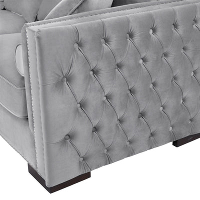 Moscow Grey-Silver Luxury Velvet Corner Settee Suite Sofa