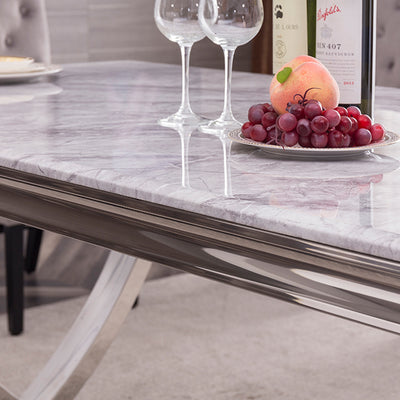 Sienna Marble Dining Tables (180cm) - White or Grey Marble Top