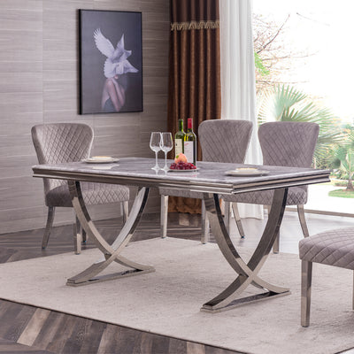 Sienna Marble Dining Tables (180cm) - White or Grey Marble Top